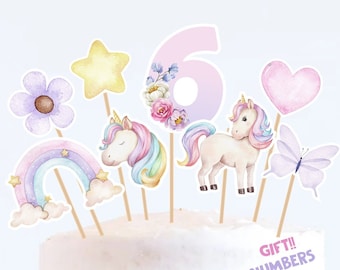 Unicorn Centerpiece Birthday Party Cake Toppers Rainbow Decoration Pink Girl Magical Day Template Instant Download Printable UNI1111