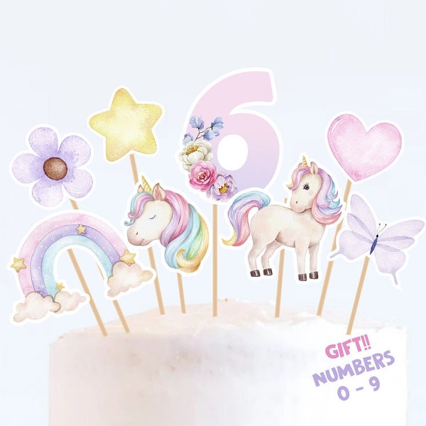 Unicorn Centerpiece Birthday Party Cake Toppers Rainbow Decoration Pink Girl Magical Day Template Instant Download Printable UNI1111