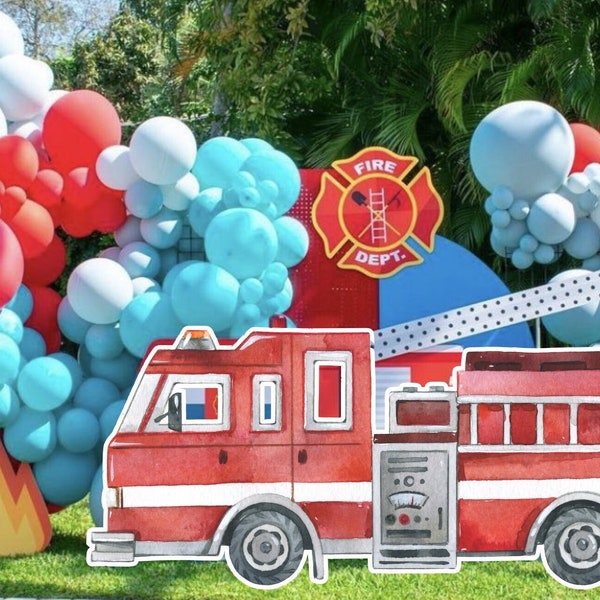 BIG DECOR FIRE Truck Birthday decorations , Party Decor  Printable digital download STRA11