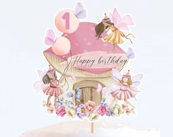 Fairy 1st Birthday Cake Topper: Enchanted Forest Party (Digital Printable)