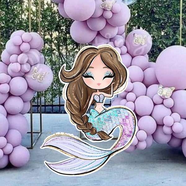 BIG DECOR Mermaid Cutout Birthday Under The Sea Party Magical Sea Party Instant Download PRINTABLE S1