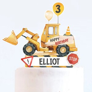 Editable Construction Truck Cake Topper: Birthday Party Decor (Digital Download)