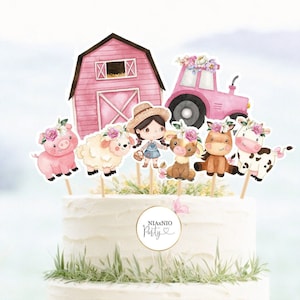 Ein Fenster-Dekor wird im Stil eines Farmhauses hergestellt, ein Dekor wird im Stil eines Bauernhauses hergestellt, ein Torten-Dekor wird im Stil eines Bauernhofes hergestellt, eine Babyparty-Dekoration wird im Stil eines Bauernhauses hergestellt