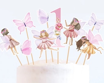 Fairy Cupcake Toppers Favor Tags Girl Fairy Birthday Party Decoration Enchanted Forest Tea Garden Party Download Digital PRINTABLE 0002F