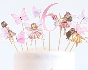 Fairy Cupcake Toppers Favor Tags Girl Fairy Birthday Party Decoration Enchanted Forest Tea Garden Party Download Digital PRINTABLE 0002F