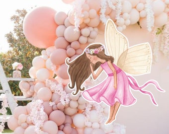FAIRY BIG DECOR Cutout Fairy Birthday Whimsical Enchanted Fairy Party Magical Floral Fairy Princess Instant Download printable 0002F