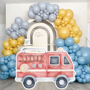 GRANDES DECORACIONES DE CUMPLEAÑOS DE BOMBEROS, DECORACIÓN PARA FIESTA, DESCARGA DIGITAL IMPRIMIBLE STRA11
