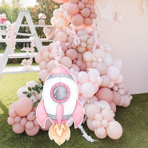 Rocket Girl Space Decor: Galaxy Baby Shower, Birthday (Digital Download)