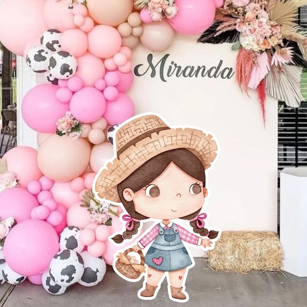 BIG DECOR FARM Girl Cutout Decor Barnyard Ranch Animals Décorations de fête, Baby Shower, Fête d’anniversaire, téléchargement numérique FARM11