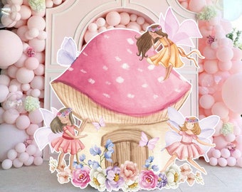 FAIRY BIG DECOR Knipsel Fairy Verjaardag Grillige Betoverde Fairy Party Magische Bloemenfee Prinses Instant Download afdrukbare 0002F