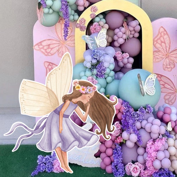 FAIRY BIG DECOR Cutout Fairy Birthday Whimsical Enchanted Fairy Party Magical Floral Fairy Princess Instant Download printable 0002F