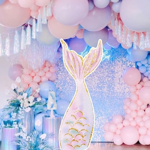 Cola GRANDE DECORACIÓN Recortable Cumpleaños Sirena Bajo el Mar Fiesta Mágica en el Mar Descarga Instantánea IMPRIMIBLE S2 S1 MER22