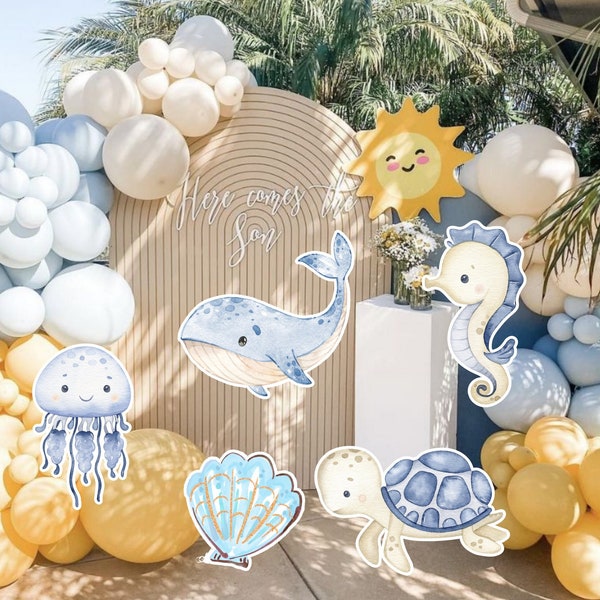 BUNDLE OCEAN big DECOR Cutout Under the sea Party Decorations Birthday Instant Download printable OCE11