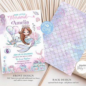 Mermaid Invitation Mermaid Birthday Invitation Under The Sea Birthday Party Whimsical Under The Sea Party Instant Download Editable File S1