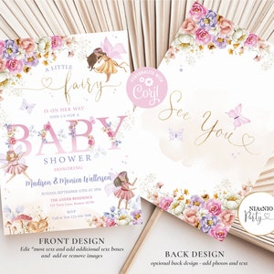 Editable Fairy Baby Shower Invitation Butterfly Magical Wildflower Garden Fairy Floral Fairy Printable Invite Instant Download 0002F