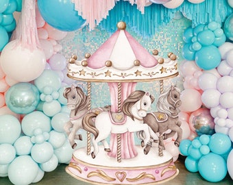 CAROUSEL BIG DECOR Cutout princess Birthday Party Magical Floral Princess Instant Download printable PRIN11
