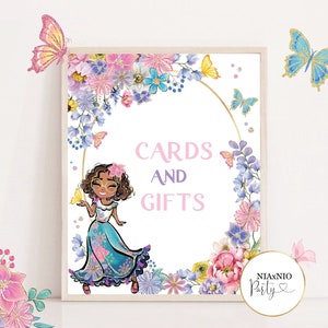 LA FAMILIA Kaarten en geschenken Bord Verjaardagsbord Geschenken Tafeldecor Magische Tuinfeest Decor Meisje Tafelborddecoraties AFDRUKBAAR FAM1