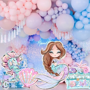 Mermaid Party Dekoration Cutouts: Unter dem Meer Geburtstag (Digitaler Download)