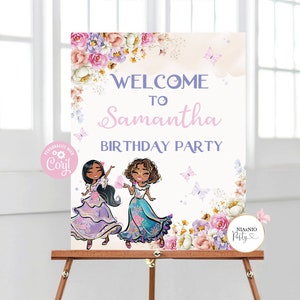 Welkomstbord La Familia: decor verjaardagsfeestje meisje (afdrukbaar, bewerkbaar)