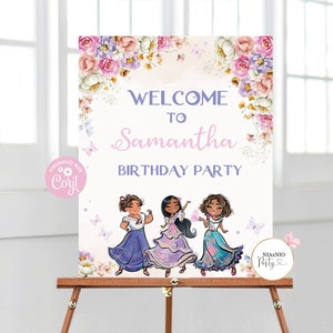 Welkomstbord La Familia: decor verjaardagsfeestje meisje (afdrukbaar, bewerkbaar)