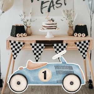 DUŻY DEKORACJE Samochód wyścigowy Drugie urodziny Wyścigi: Wycinanka Urodziny Wycinanka Dekoracja Baby Shower, Urodziny, cyfrowe pobieranie RAC1