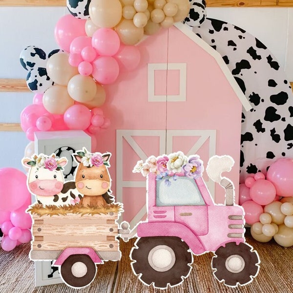 BIG DECOR FARM House Girl Cutout Decor Barnyard Ranch Animals Party decorations, Baby Shower, Birthday Party, digital download FARM11