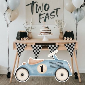 BIG DECOR ( Number to edit) Race Car Second Birthday Racing: Cutout Birthday Cutout Decor Baby Shower, Birthday Party, digital download RAC1