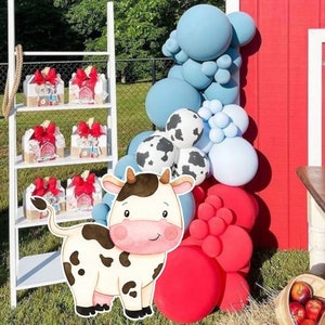 Paquete de 4 globos de animales de granja, juego de globos de fiesta de  vaca, burro, cerdo, para cumpleaños, baby shower, granero, granja,  suministros