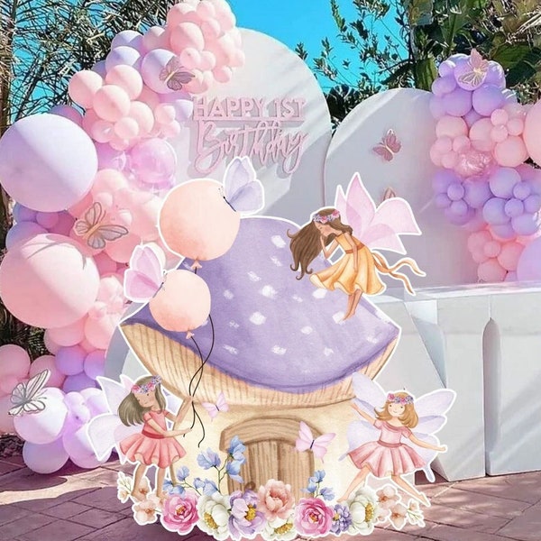 CUSTOM CUTOUTS FAIRY, print house, foamboard, party props, big decor, Birthday Whimsical, Enchanted Fairy Party, Magical Floral, 2000F