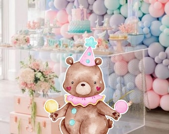 BIG DECOR ZIRKUS: Baby-Dusche-Dekoracje karnawalowe, Babyparty-Dekoracje, dekorative Babyparty-Dekor, rosa Blumen CIR1