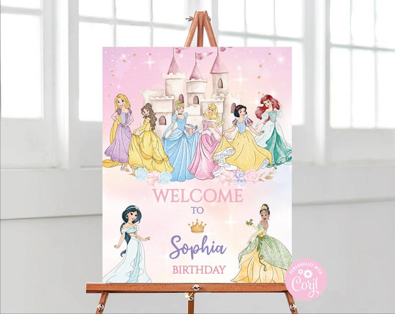 Editable Princess Birthday Welcome Sign: Magical Party Decor (digital ...