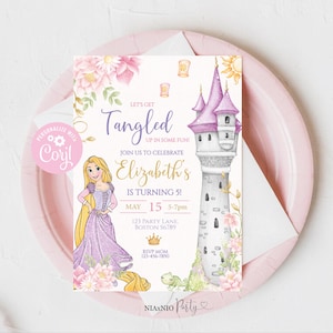 BEWERKBARE sjabloon Rapunzel verjaardagsuitnodiging prinses verjaardagsuitnodiging prinses digitale uitnodiging verjaardagsuitnodiging digitale RAPU11