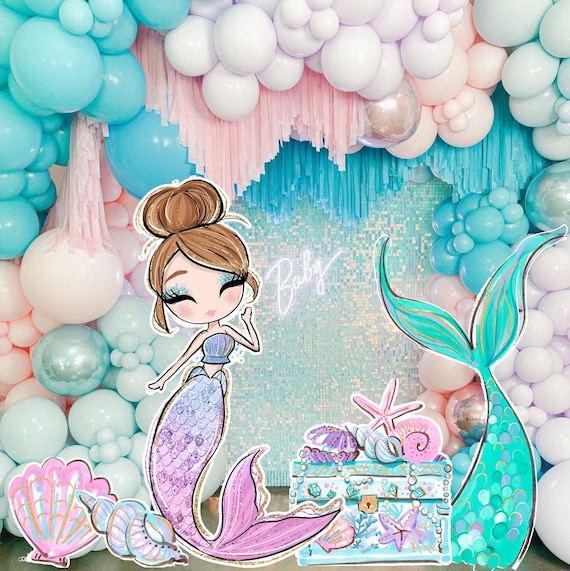 BUNDLE BIG DECOR Cutout Birthday Mermaid Under The Sea Party Magical Sea  Party Instant Download Printable S1