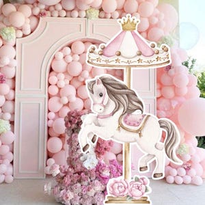 DECORACIÓN GRANDE DE CABALLO Recortable Princesa Fiesta de Cumpleaños Princesa Floral Mágica Descarga Instantánea Imprimible PRIN11