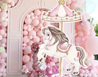 GRANDE DECORAZIONE CAVALLO principessa ritagliata festa di compleanno principessa floreale magica download immediato stampabile PRIN11