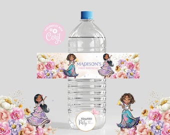 Bewerkbare waterlabels LA FAMILIA Isabela Madrigal waterlabels/verjaardagsfeest gepersonaliseerd label/Encanto Party Favors Labels FAM1