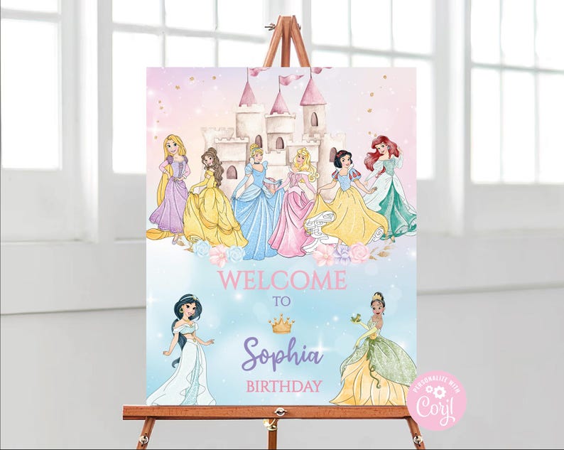 Welcome Princesses Editable Princess Birthday Welcome Sign: Magical Castle (digital ...