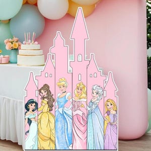CASTILLO GRANDE DECORACIÓN Recortable princesa Fiesta de cumpleaños castillo Princesa Descarga instantánea imprimible PRINC1
