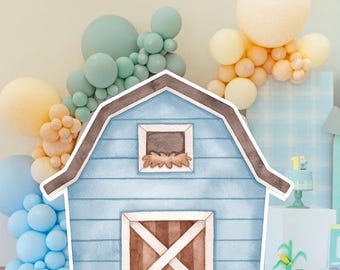 Farmhouse Barn Cutout: Ranch Animals Birthday Party Decor (Digital Download)