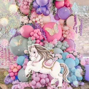 HORSE BIG DECOR Cutout princess Birthday Party Magical Floral Princess Instant Download printable PRIN11