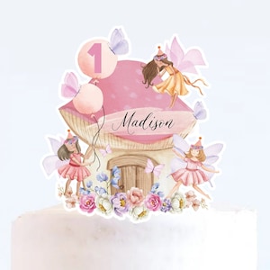 TOPPER MODIFICABILE FATA Topper per torta di compleanno Foresta incantata Decorazioni per feste di compleanno per ragazze Giardino Download immediato Stampabile digitale 0002F