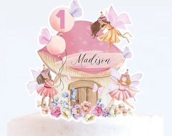 Fairy Birthday Cake Topper: Enchanted Forest Party (Digital Printable)