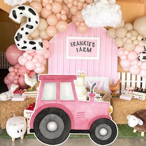 BIG DECOR FARM Traktor Dziewczyna Wycinanka Dekoracja Barnyard Ranch Zwierzęta Dekoracje imprezowe, Baby Shower, Przyjęcie urodzinowe, cyfrowe pobieranie FARM11
