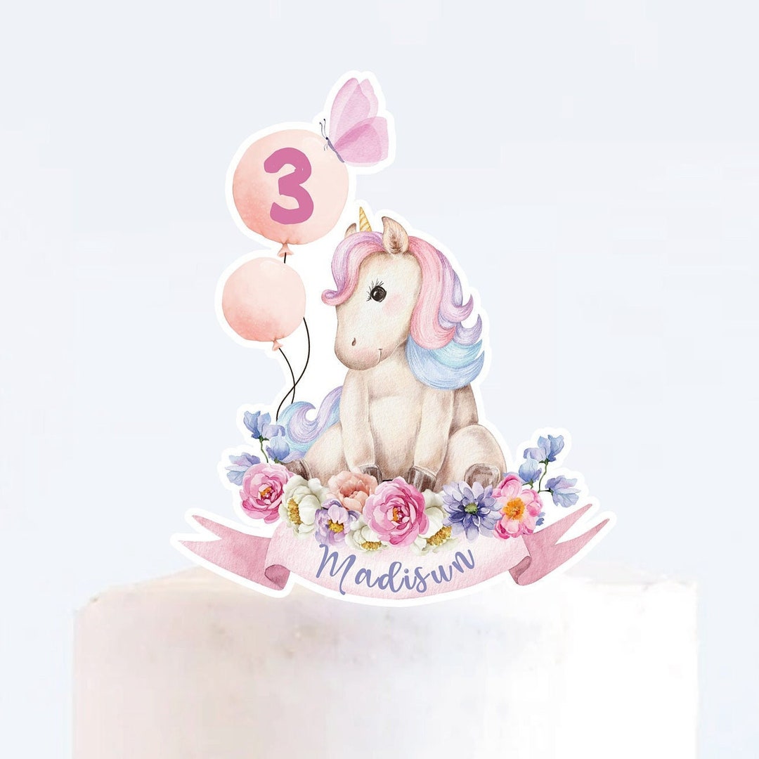 EDITABLE Unicorn Topper Instant Download Unicorn Cake Topper Printable Rainbow Unicorn ...