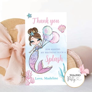 Editable Mermaid Birthday Favor Tag Mermaid Gift Tag Whimsical Mermaid ...