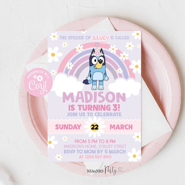 Girl Party Birthday Invitation Template Party Invitation Digital Party Girl Invite Template Party Girl Party Invite BLU11