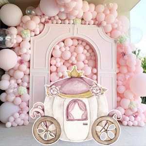 CARRUAJE GRANDE DECORACIÓN Recortable princesa Fiesta de cumpleaños Princesa floral mágica Descarga instantánea imprimible PRIN11