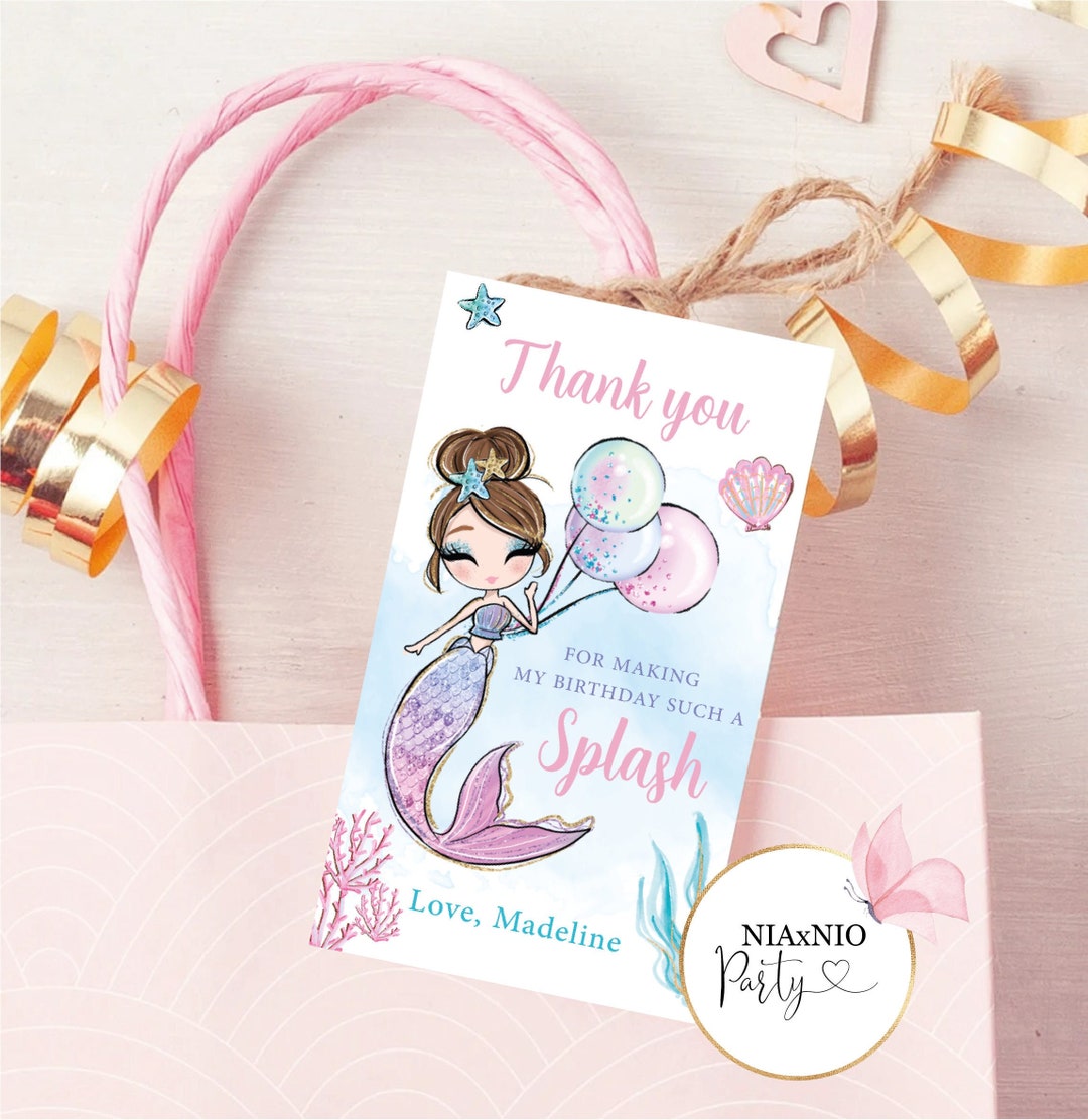 Editable Mermaid Birthday Favor Tag Mermaid Gift Tag Whimsical Mermaid ...