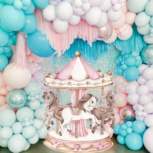 CAROUSEL BIG DECOR Cutout princess Birthday Party Magical Floral Princess Instant Download printable PRIN11