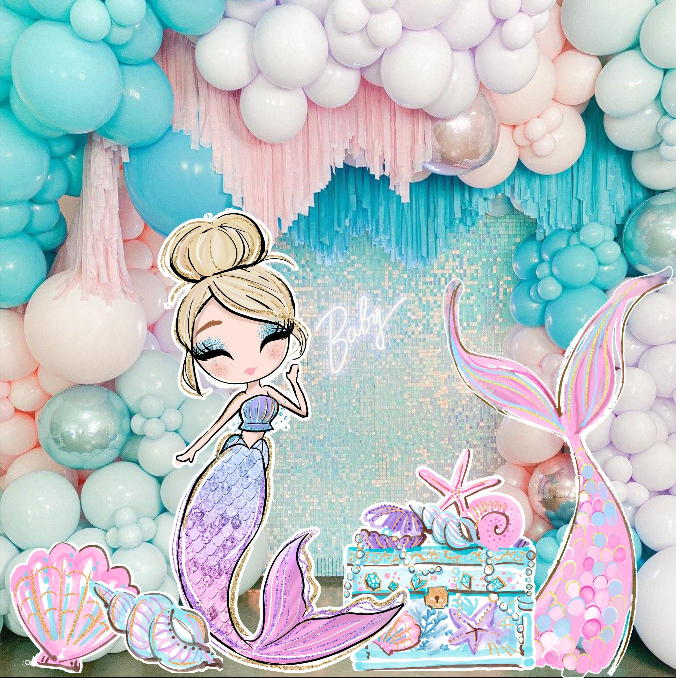 Mermaid Birthday Party Decor Cutouts: Under the Sea Theme (digital ...